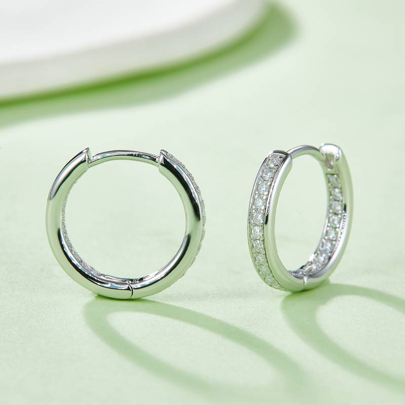 单排对半耳环S925银Moissanite厘石D级0.32ct